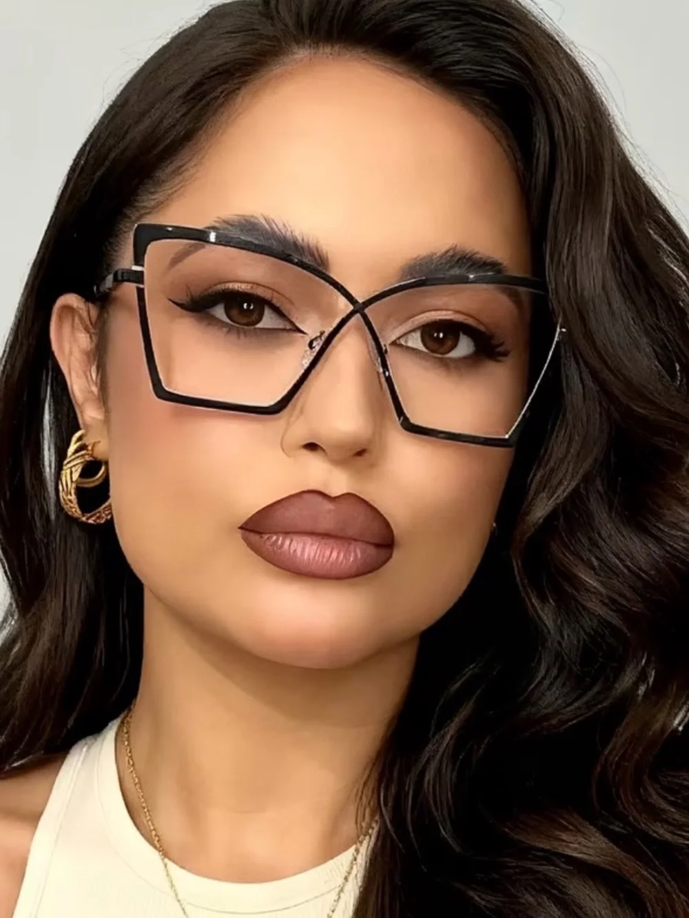 🆕 WomenSleek Black Oversized Cat-Eye Fashion Glasses for Women